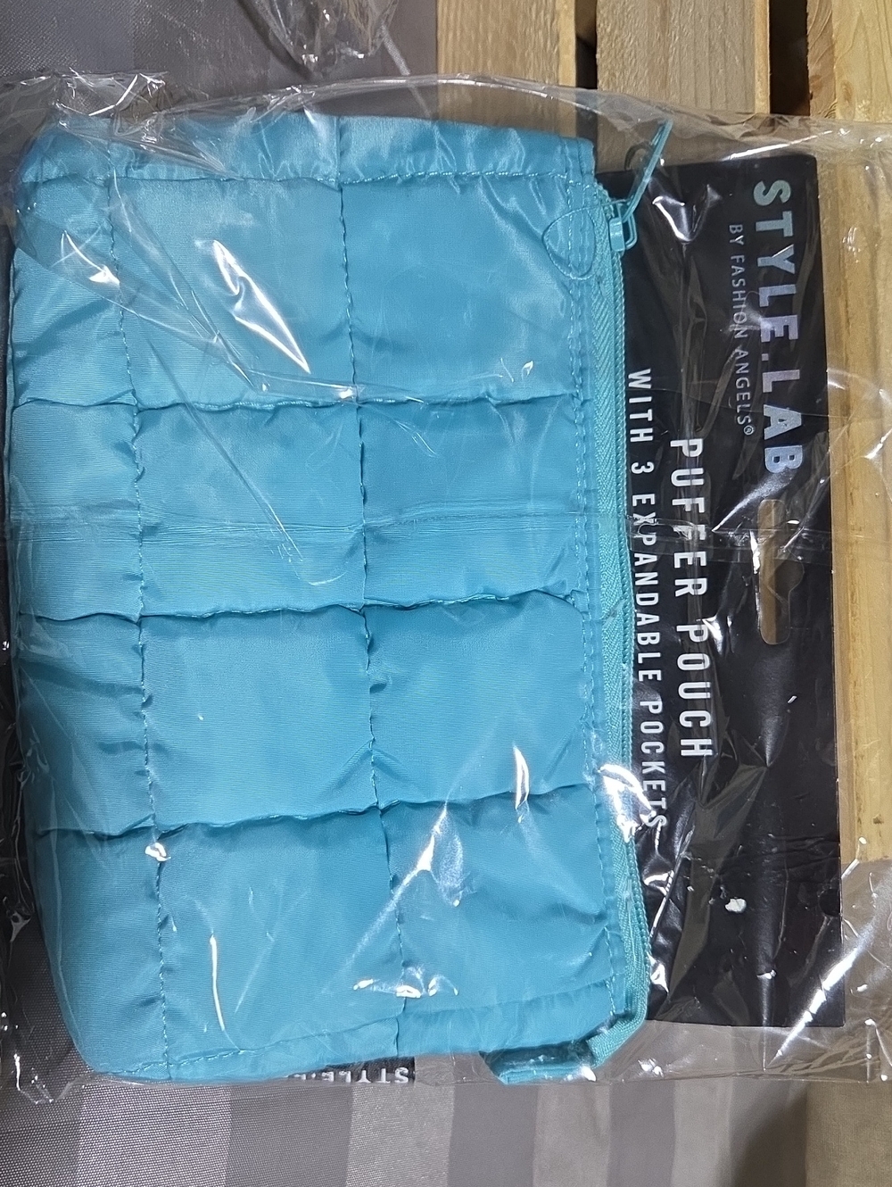 Aqua Puffer Pouch - Lightweight Quilted Carrying Case